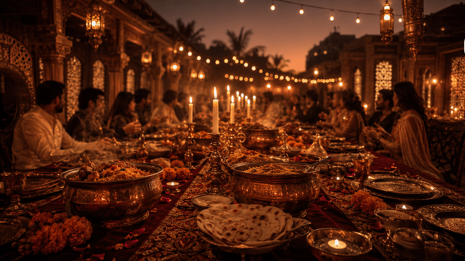 A warm group dinner moment around a Poet table